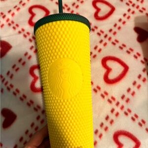 Starbucks Vibrant Yellow Tumbler with Dark Green Lid